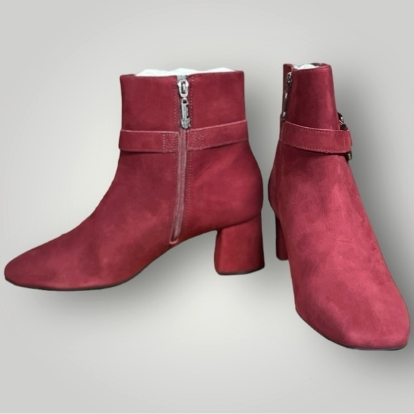 🌻NEW Marc Joseph Rouge Nubuck Suede "Madison" Bootie Women's Size 10 - Picture 6 of 13